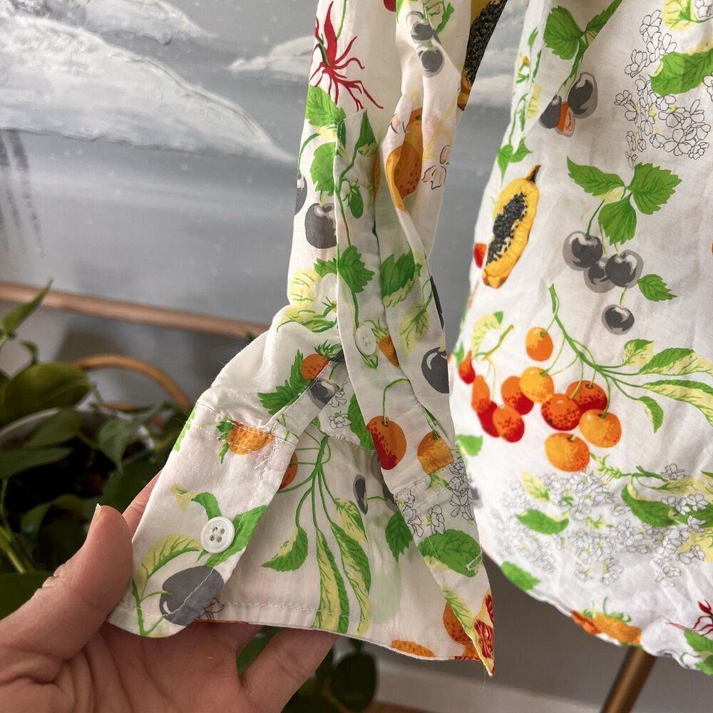 Equipment Femme summer fruits silk cotton white‎ button down classic blouse XS - Picture 4 of 7